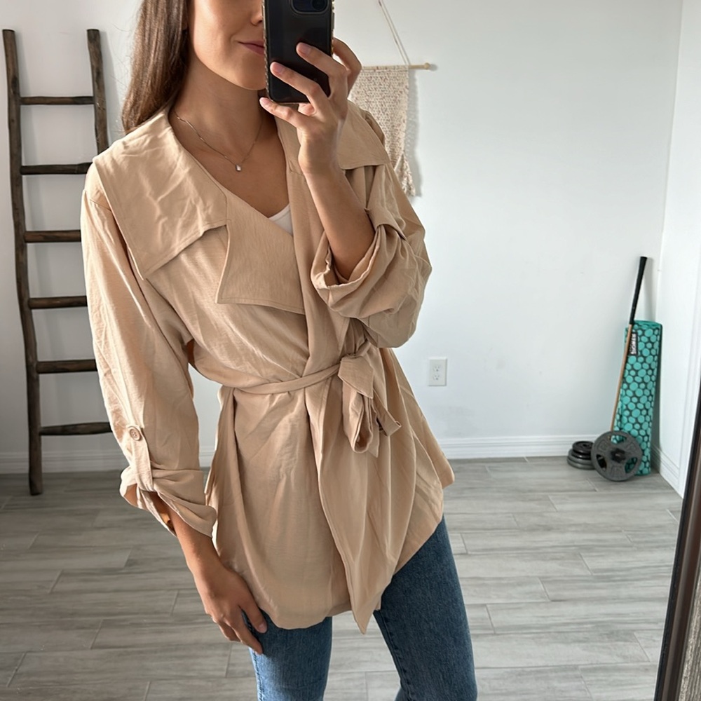 Liberty Love Tie-Waist Trench Coat Beige Brown Light / Size M
